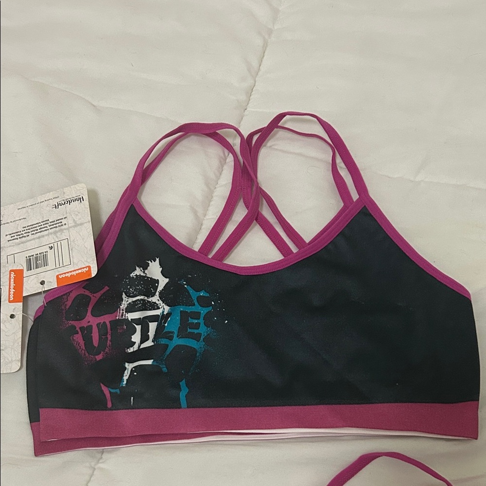Girls Black & Magenta Strappy Sports Bra- 3 pack